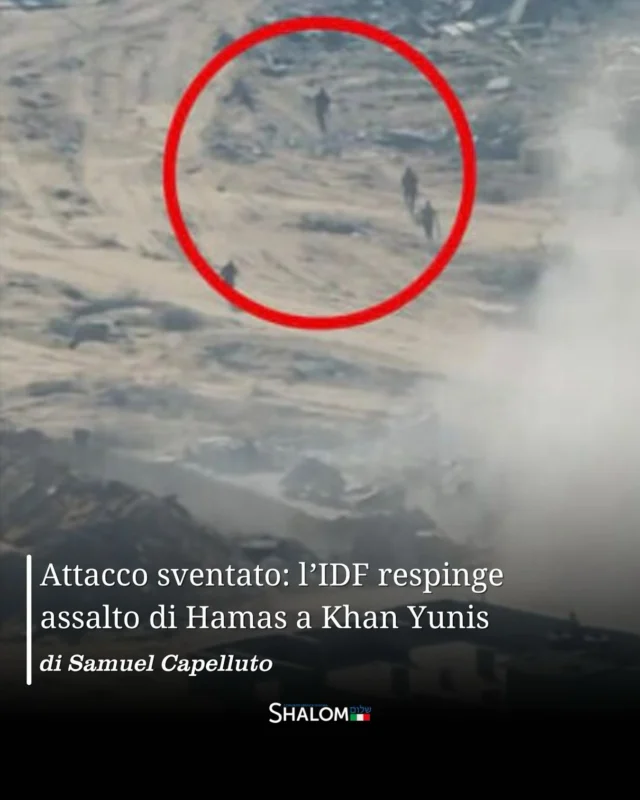 📲 Segui @shalom.it per non perderti tutti gli altri contenuti!

Un’operazione attentamente pianificata da Hamas si è trasformata ieri mattina in un fallimento sanguinoso per l’organizzazione terroristica. Intorno alle 9, almeno 18 miliziani armati sono sbucati da un tunnel nell’area di Khan Yunis, nel sud della Striscia di Gaza, e hanno tentato di assaltare una postazione dell’IDF con l’obiettivo, secondo la valutazione militare, di rapire soldati israeliani.
I terroristi erano equipaggiati con mitragliatrici, lanciarazzi anticarro e persino barelle, indizio che rafforza il sospetto di un piano di sequestro. Dopo un intenso scontro a fuoco, le forze israeliane hanno eliminato circa dieci assalitori. Gli altri sono fuggiti, alcuni rientrando nel tunnel da cui erano emersi, e sono ora ricercati con il supporto di droni e mezzi di intelligence.
L’attacco non è stato un episodio isolato di fuoco sporadico: si è trattato di una rara offensiva di ampia scala. I terroristi di Hamas sono riusciti a penetrare nella base e a ingaggiare combattimenti ravvicinati con i soldati della Brigata Kfir. L’IDF ha reagito con prontezza: carri armati del 74° battaglione hanno preso parte all’operazione, che hanno neutralizzato tre terroristi.
Continua a leggere l’articolo su shalom.it