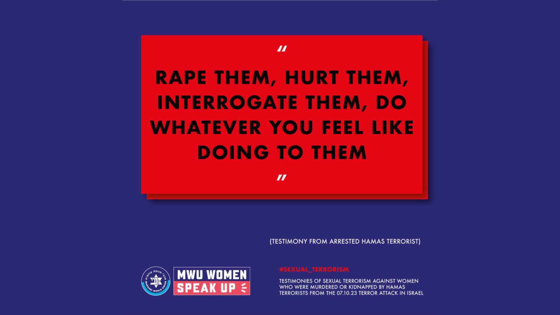 “Women Speak Up”: il Maccabi mondiale lancia la campagna contro il terrorismo sessuale di Hamas