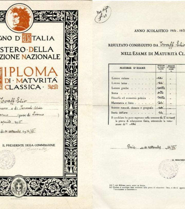 La genialità non si vede da un diploma. Rav Elio Toaff, 1936