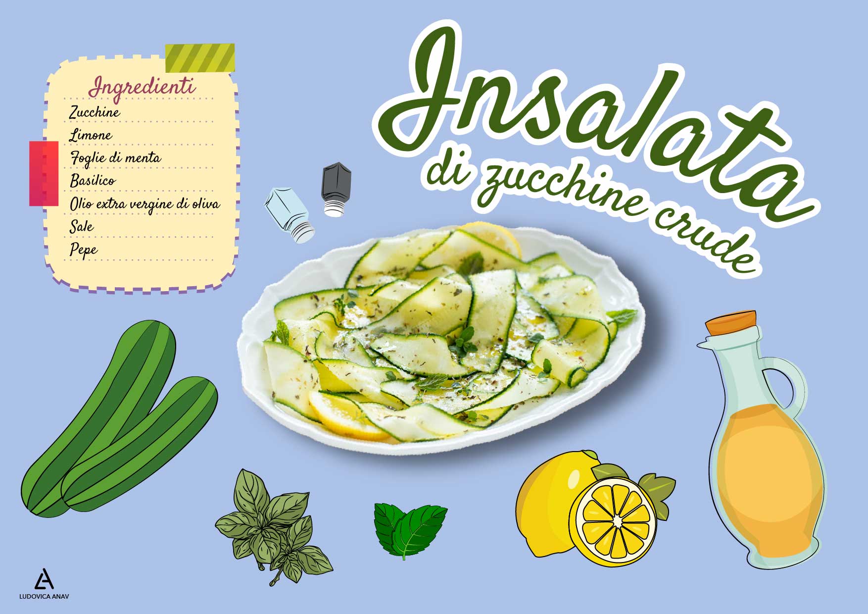Insalata di zucchine crude al limone e menta
