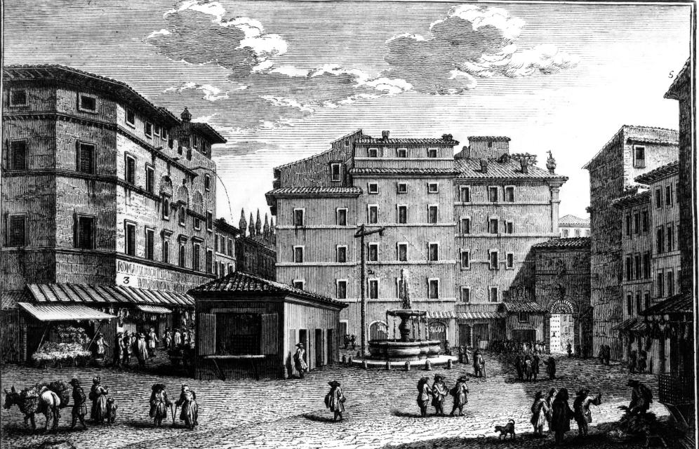 Piazza Giudia, un gioiello fuori dal ghetto. Giuseppe Vasi, 1760 Piazza Giudia, un gioiello fuori dal ghetto. Giuseppe Vasi, 1760