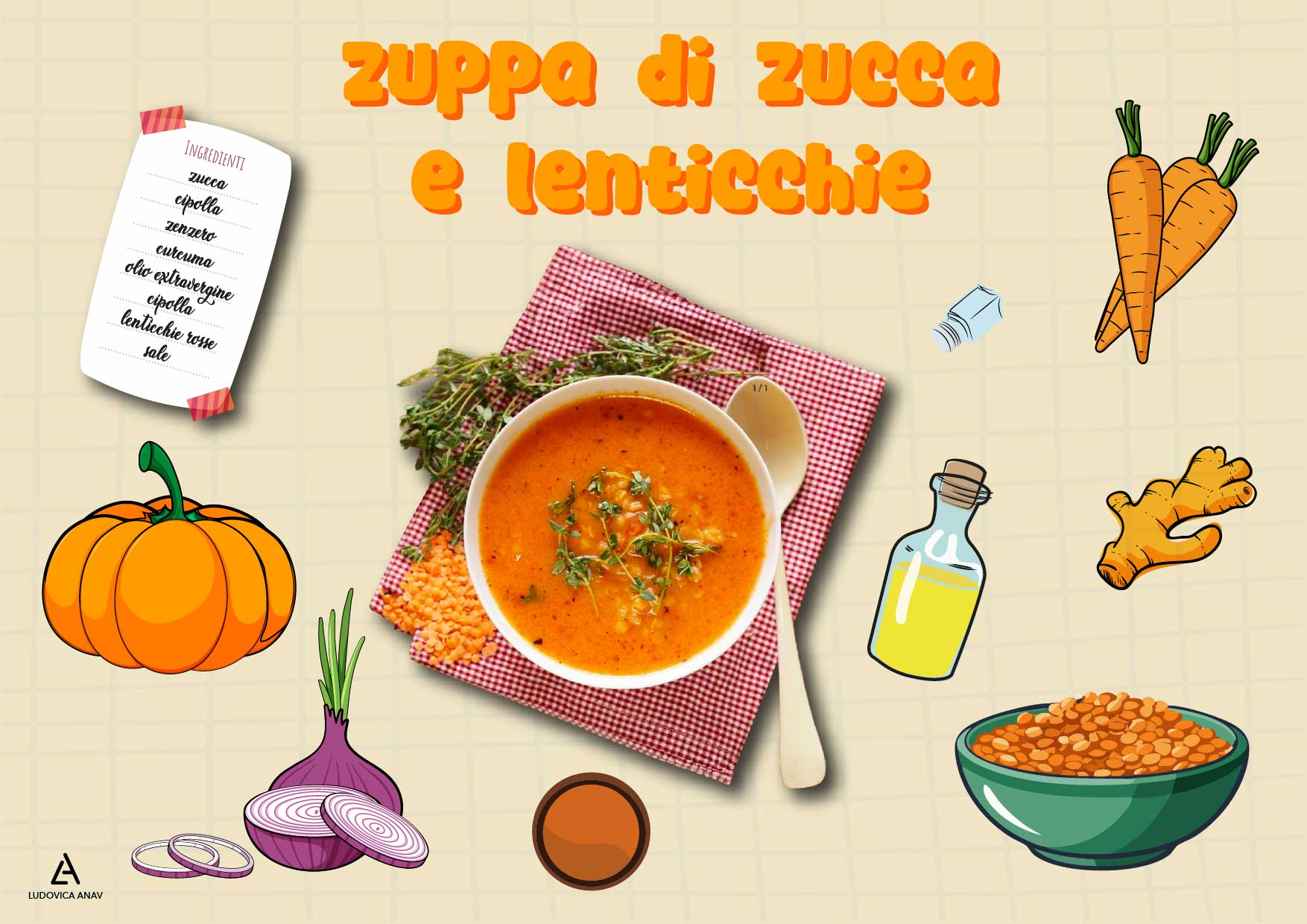 Zuppa di zucca e lenticchie rosse Zuppa di zucca e lenticchie rosse