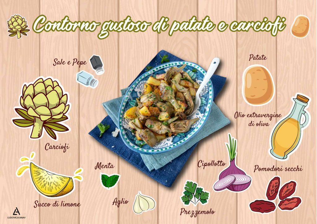 Contorno gustoso di patate e carciofi